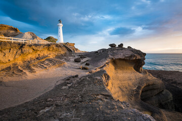 Castle Point Lighthouse, located near the village of Castlepoint in the Wellington Region of the North Island of New Zealand