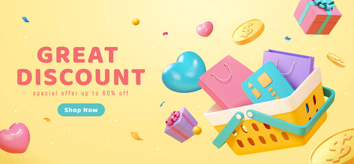 3D yellow sale banner