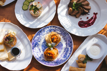 Traditional Russian dishes. Russia. Popular