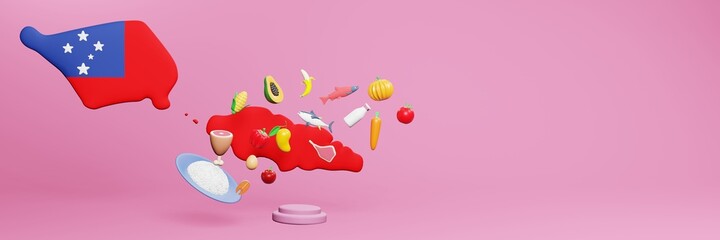 3d rendering of healthy food consumption nutritional requirements in Samoa 