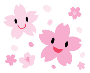 Obraz na płótnie Canvas 可愛い2つの桜のキャラクター