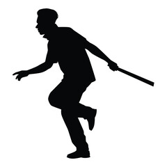 Technician student gangster with his weapon silhouette vector