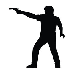 Technician student gangster with his weapon silhouette vector
