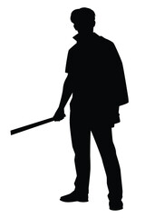Technician student gangster with his weapon silhouette vector