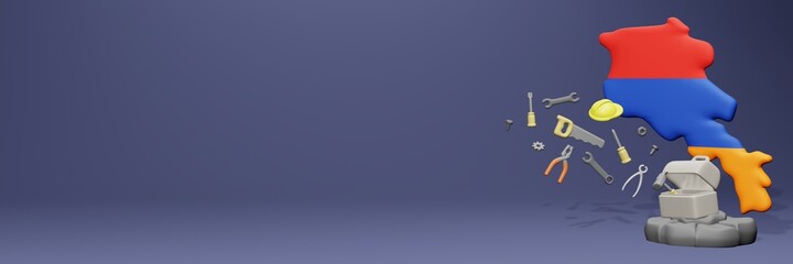 3d rendering of work tools and porters in Armenia for cover website