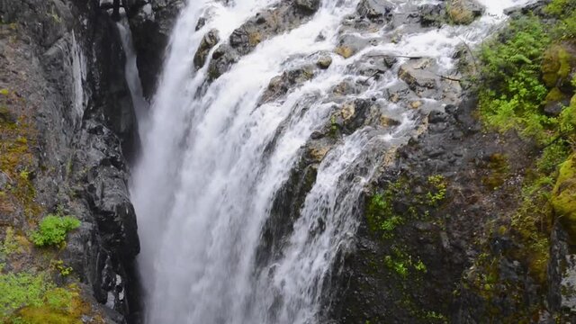 The beautifil Englishman Falls waterfall near Campbell River on Vancouver Island in BC Canada.