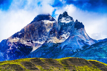 Paine Horns Three Granite Peaks, Torres del Paine National Park, Patagonia, Chile