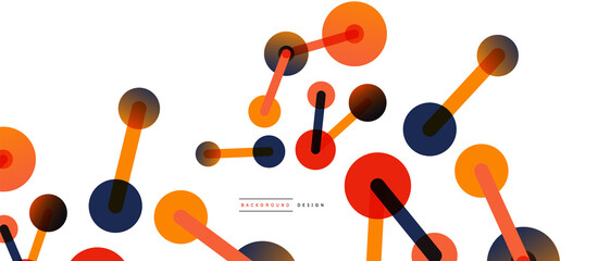 Line points connections geometric abstract background. Circles connected by lines. Trendy techno business template for wallpaper, banner, background or landing
