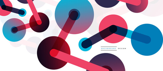 Abstract background. Round dots connected by lines. Trendy techno business template for wallpaper, banner, background or landing