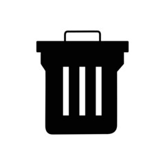 trash Icon in black flat glyph, filled style isolated on white background