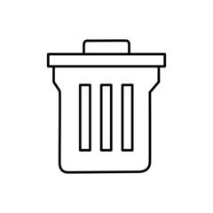 trash Icon in flat black line style, isolated on white background