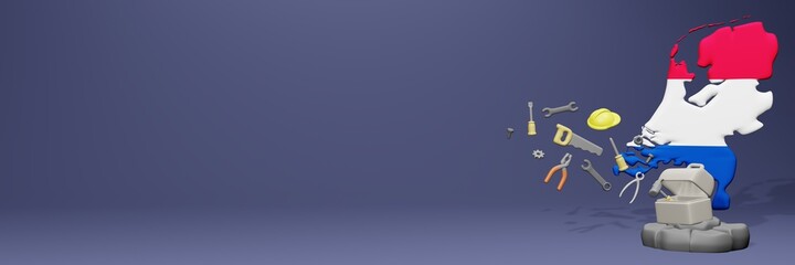 3d rendering of work tools and porters in Netherlands for cover website