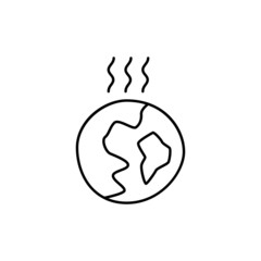 Global Warming Icon in flat black line style, isolated on white background