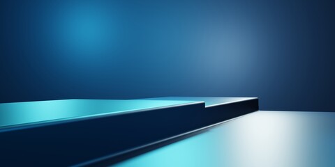 3d rendering of blue abstract geometric background. Cyberpunk concept. Scene for advertising, technology, showcase, metaverse, banner, cosmetic, fashion, business. Sci-Fi Illustration. Product display