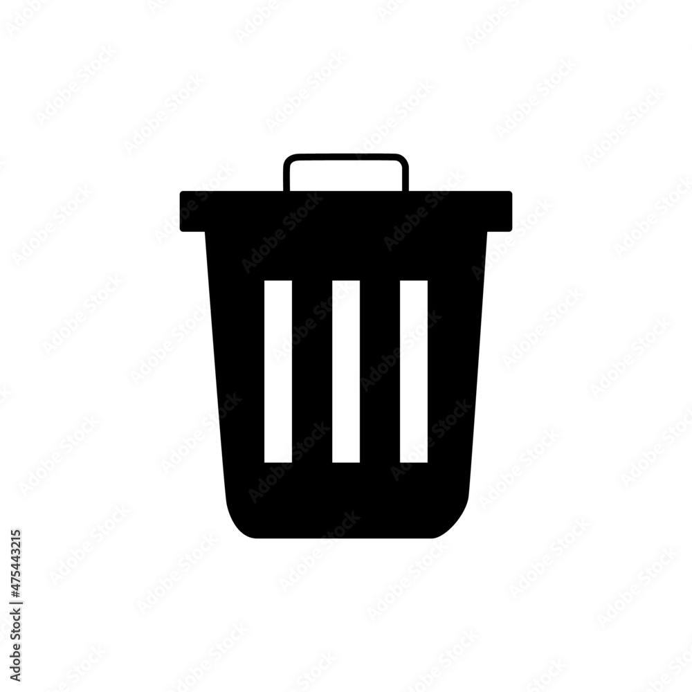 Sticker trash Icon in black flat glyph, filled style isolated on white background