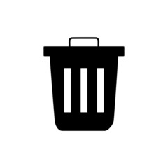 trash Icon in black flat glyph, filled style isolated on white background