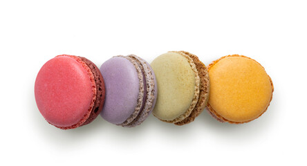 Cake macaron or macaroon on white