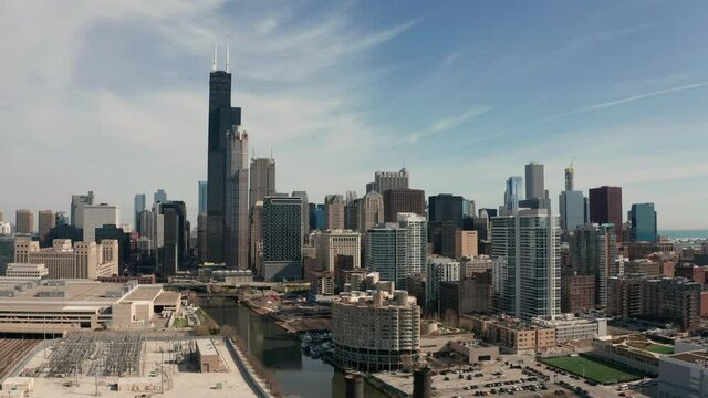 Chicago downtown city skyline urban center midwest Illinois 4k