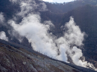 Fume in a volcanic valley (Owakudani, Hakone, Kanagawa, Japan)