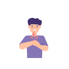 illustration of a person holding his right wrist due to swelling and pain. sprains, joint pain, fractures, swollen hands. body problems. flat cartoon style. vector design