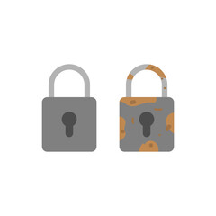 illustration of new and rusty locks. old thing. flat cartoon style. vector design