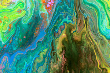 Naklejka premium Abstract spring green wave mix ink texture.