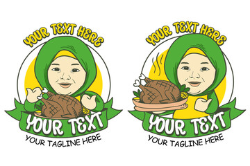 food mascot with chef and a fried chicken
