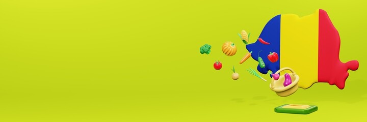 Fototapeta premium 3d rendering of vegetable consumption in Romania for data display and social media