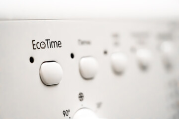 Washing machine control panel. Regime EcoTime. Buttons for switching modes of operation. Selective...