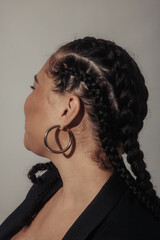 Black Pregnant Model with Cornrows