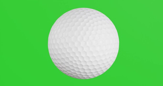 3d render of golf ball rotating in motion on green screen,Animation Looped