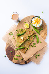 Green peas paratha or matar paratha