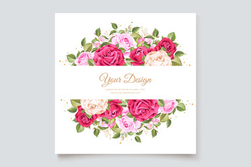 hand drawn maroon roses invitation card set 
