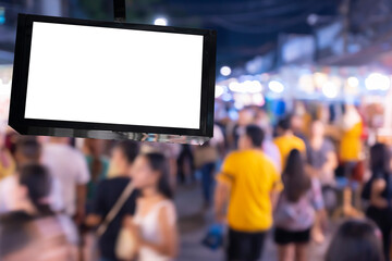 Blank square sign mockup in the urban environment, on the facade, empty space to display your store sign or logo