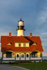 Sunset at Portland Head Lighthouse in Portland, Maine, USA