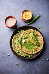 Green peas paratha or matar paratha