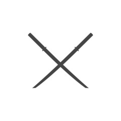 Fototapeta premium Two samurai crossed swords isolated vector emblem. Ninja catana weapon. Black and white illustration.