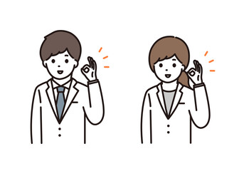薬剤師 医師 男性 女性 OKサイン