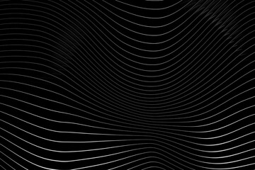 3d illustration of a black abstract gradient background with lines. PRint from the waves. Modern graphic texture. Geometric pattern.