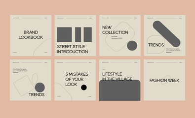 Set of elegant instagrm template for blog, brand