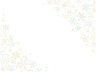 雪の結晶の壁紙④ななめ_金銀系_白背景