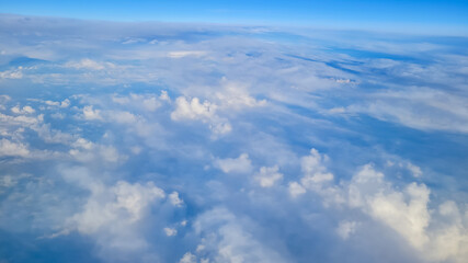 View of the clouds from the airplane window