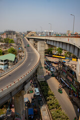 Obraz premium Vertical view of Akhtaruzzaman Flyover (Muradpur Flyover) in Chittagong city.