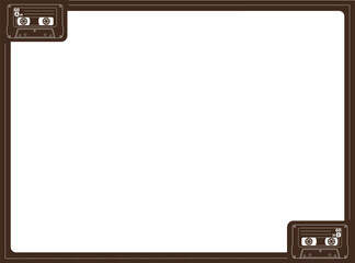 カセットテープのモノクロクラシックフレーム背景素材