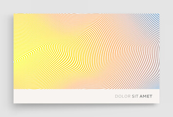3D wavy background with many concentric thin lines. Striped surface. Pattern with optical illusion. Cover design template. Vector illustration for advertising, marketing or presentation.