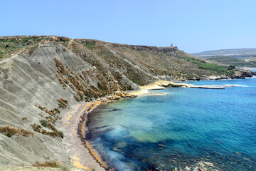 Fototapeta na wymiar Golden Bay y Ghajn Tuffieha, Malta