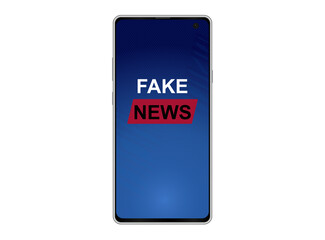 Fake news logo on a phone screen, vector illustration