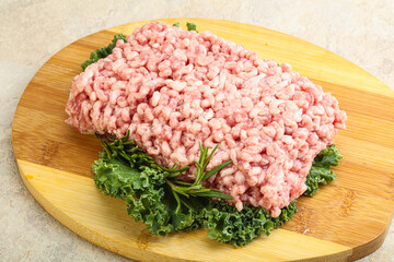 Raw pork minced meat for cooking