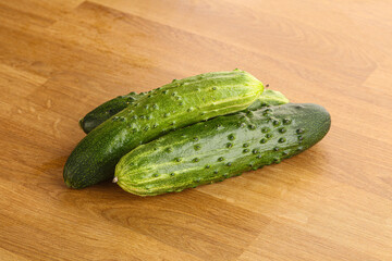 Fersh juicy green cucumbers heap