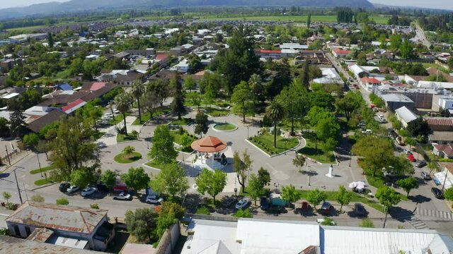Drone Shot Orbital Medium aerial, Ciudad de san Javier, region del maule near of Talca and Curico CHile 